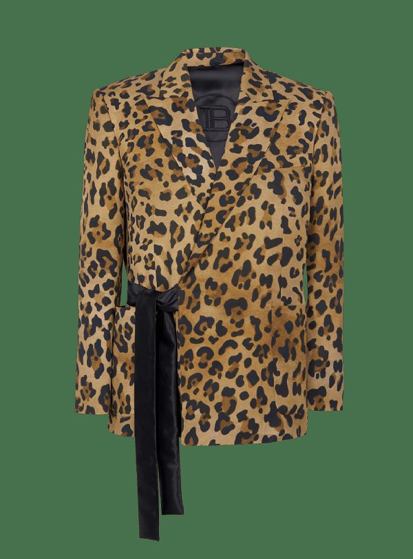 Men's Balmain Asymmetric Leopard Print Jackets Brown | USA SdxQTFnS