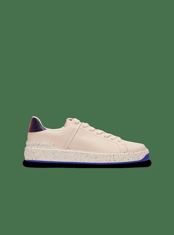 Men's Balmain B-Court In Leather And Iridescent Leather Sneakers White | USA jmaHnvOh