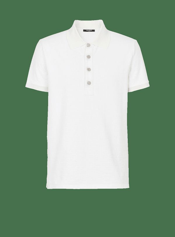 Men's Balmain Cotton Pique Polo Shirts White | USA BqzAWGiK