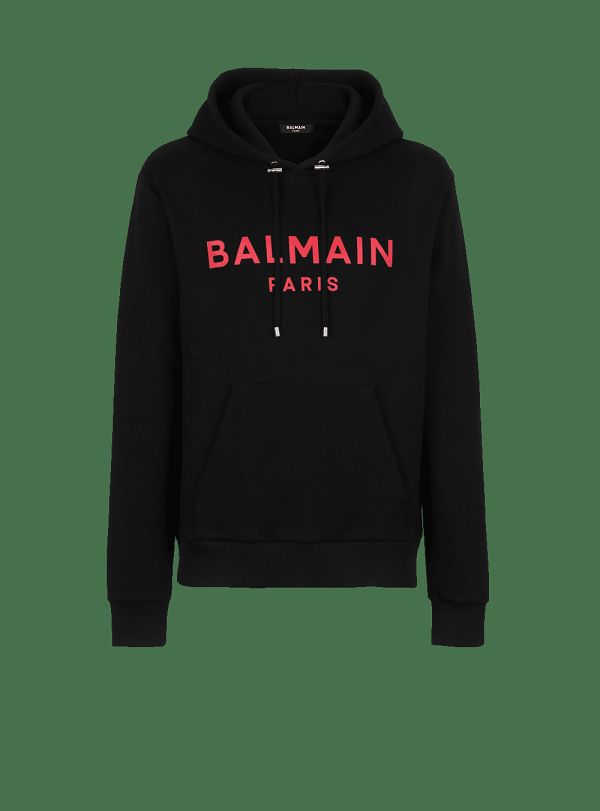 Men's Balmain Cotton With Paris Logo Print Sweatshirts Black | USA hXsBXTL0