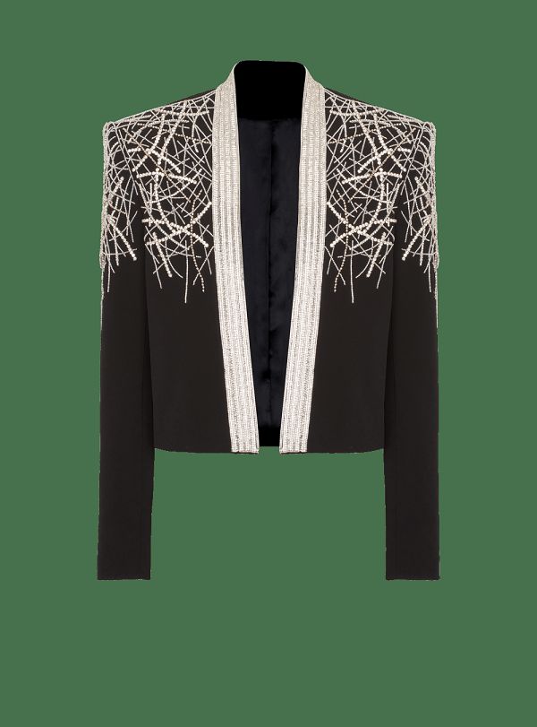 Men's Balmain Embroidered Spencer Jackets Black | USA RZrrEooI