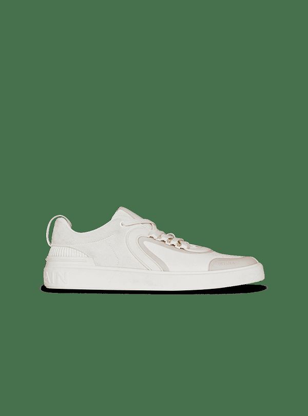 Men's Balmain Leather And Suede B-Skate Sneakers White | USA l5uj8WTU