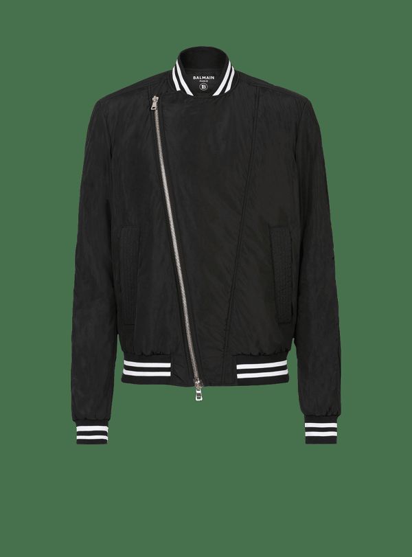 Men's Balmain Nylon Bomber Jackets Black | USA Ne21WnTo