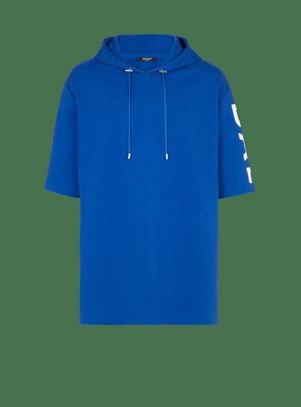 Men's Balmain Oversized In Eco-responsible Cotton With Logo Print Sweatshirts Blue | USA mInn7Gu2