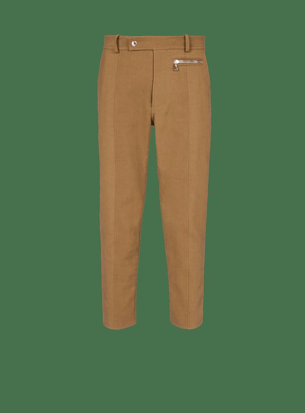 Men's Balmain Straight Cotton Cargo Trousers Beige | USA r50FmLF1