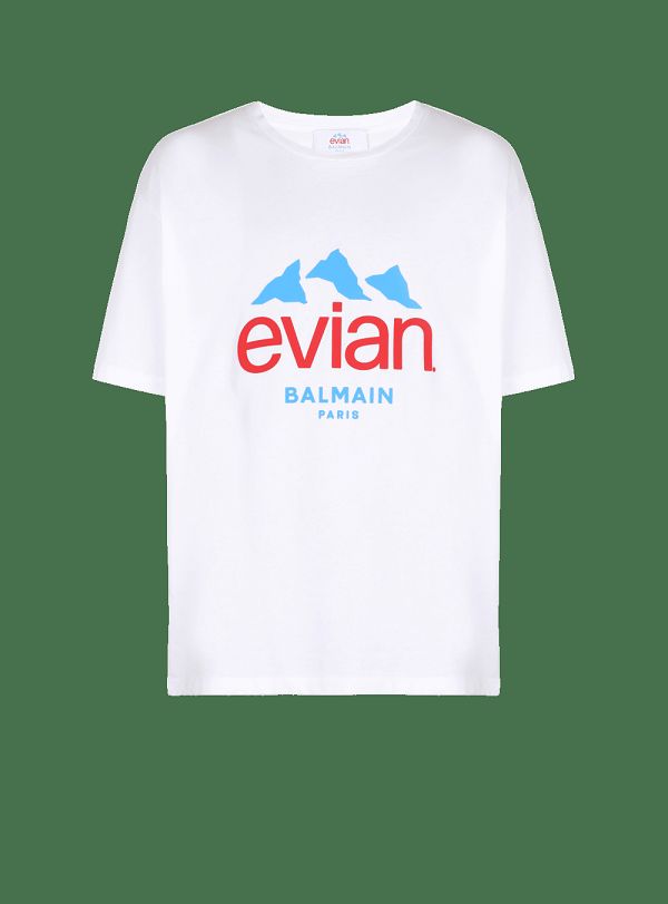 Men's Balmain X Evian-logo T Shirts White | USA s6BACpYc