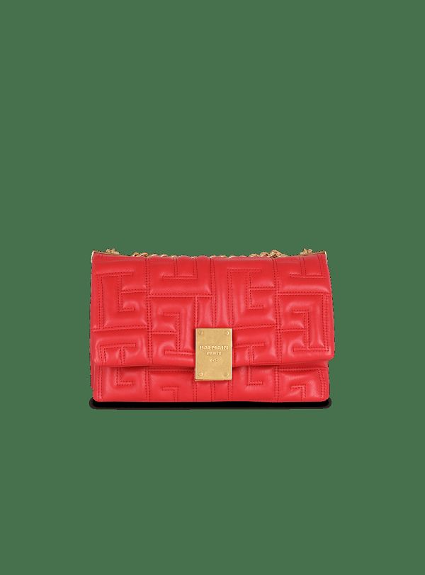 Women's Balmain 1945 Soft Small In Quilted Leather Crossbody Bags Red | USA qJ1Wmu6x