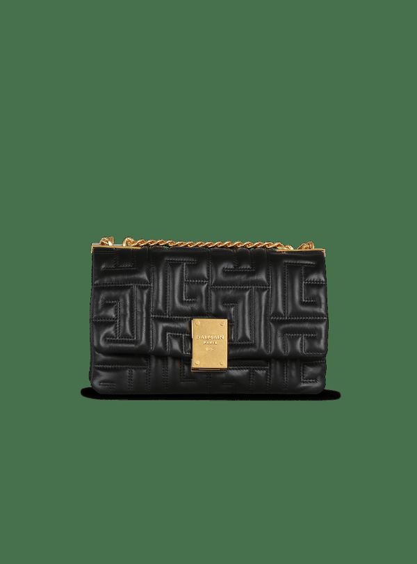 Women's Balmain 1945 Soft Small In Quilted Leather Crossbody Bags Black | USA zfzl7XOC