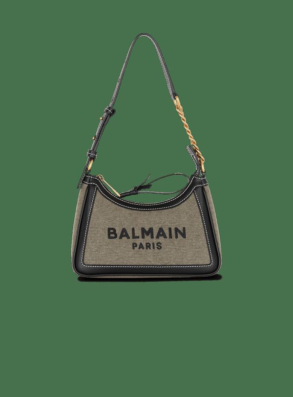 Women's Balmain B-Army Canvas With Leather Inserts Handbag Khaki | USA BIEHJypF