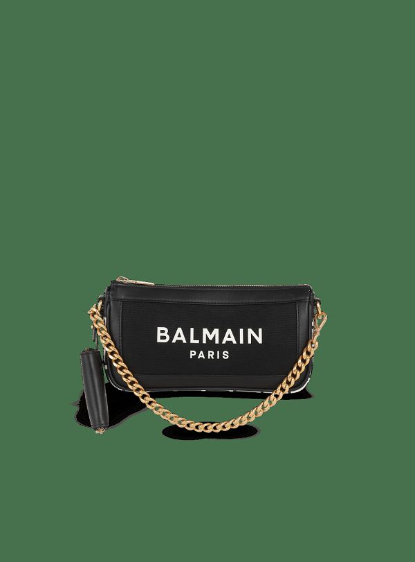 Women's Balmain B-Army Canvas With Leather Inserts Crossbody Bags Black | USA GwSZt3Gf