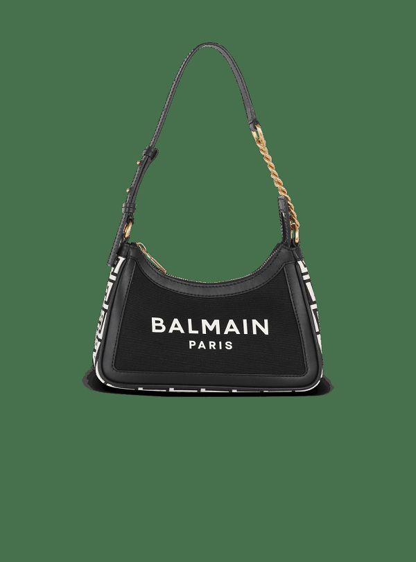 Women's Balmain B-Army Canvas With Leather Inserts Handbag Black | USA Inc6IIQ8