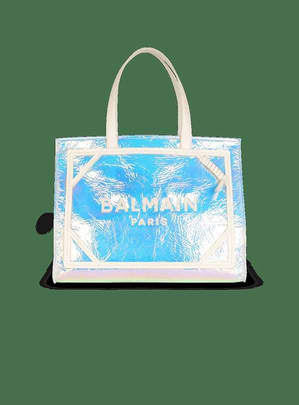 Women's Balmain B-Army Iridescent Leather Shopping Tote Bags Multicolor | USA qO5uxkWC