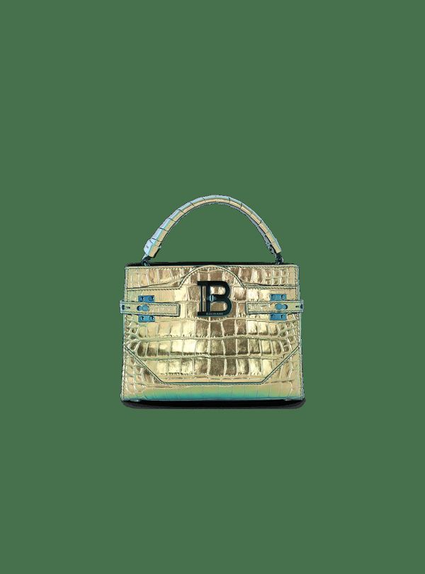 Women's Balmain B-Buzz 22 Handle In Crocodile Effect-embossed Leather Handbag Multicolor | USA wndmXdK4