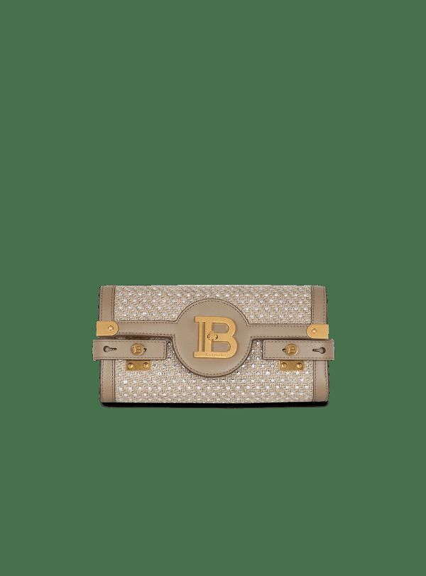 Women's Balmain B-Buzz 23 Raffia With Rhinestones Crossbody Bags Beige | USA qtJJnuMW