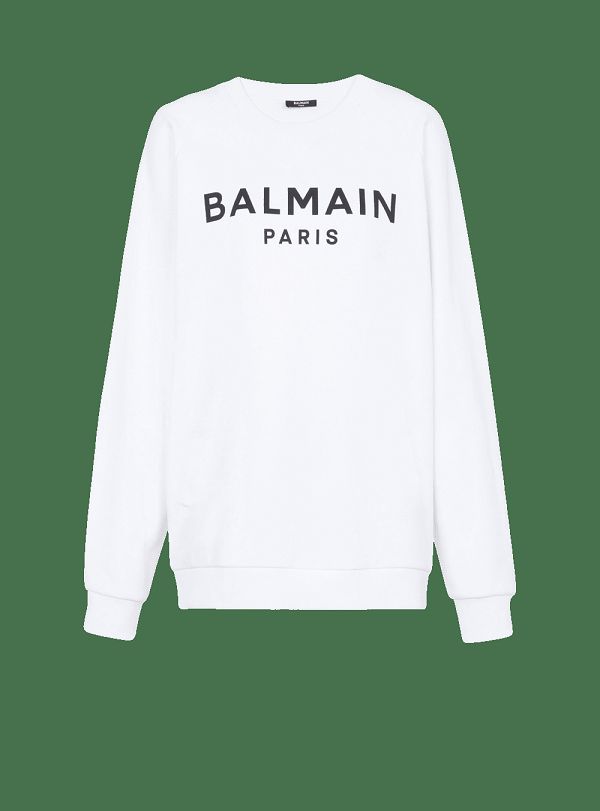 Women's Balmain Eco-designed Cotton With Logo Print Sweatshirts White | USA lrYXLCEW