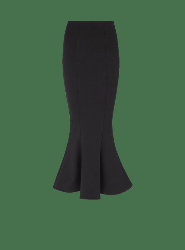 Women's Balmain Grain Of Powder Midi Skirts Black | USA 0UiSbIA9