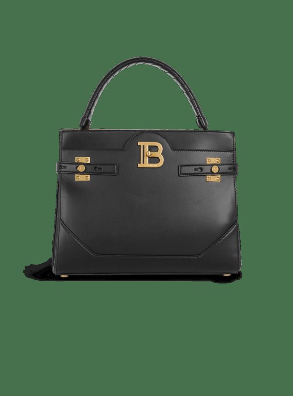 Women's Balmain Leather B-Buzz Handle Handbag Black | USA 7Y7DiqYn