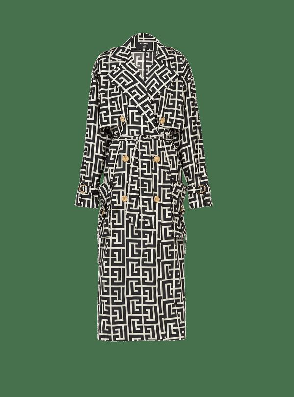 Women's Balmain Print Monogram Trench Jackets Black | USA GypywfiN