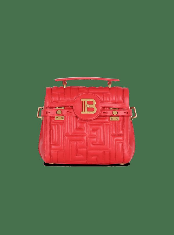 Women's Balmain Quilted Leather B-Buzz 23 Handbag Red | USA g3yj2NRF