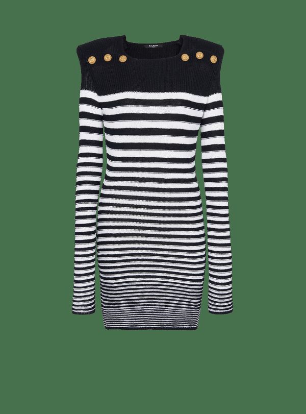 Women's Balmain Sailor Style Knit Dress Black | USA kzhN7PwD