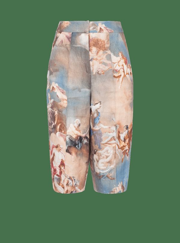 Women's Balmain Sky Printed Canvas Bermuda Shorts Multicolor | USA 9oOeU4N6