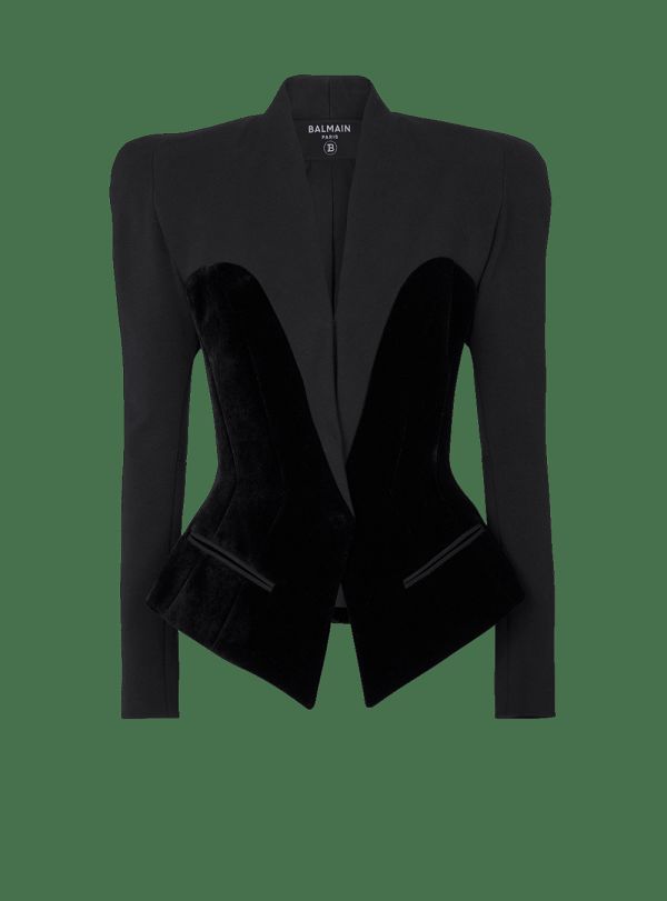 Women's Balmain Slim-fitting Bustier Jackets Black | USA eqvlaA6k