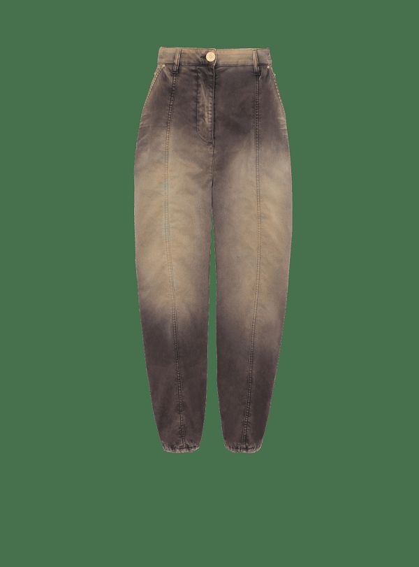 Women's Balmain Tie-dye Baggy Denim Jeans Brown | USA Rqa9g3wa