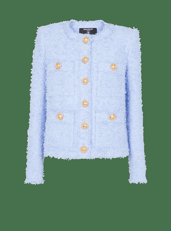 Women's Balmain Tweed Suit Jackets Blue | USA TXc6anab