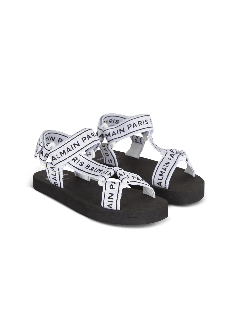 Boys' Balmain Flat Logo Sandals Black | USA 24abBnK4