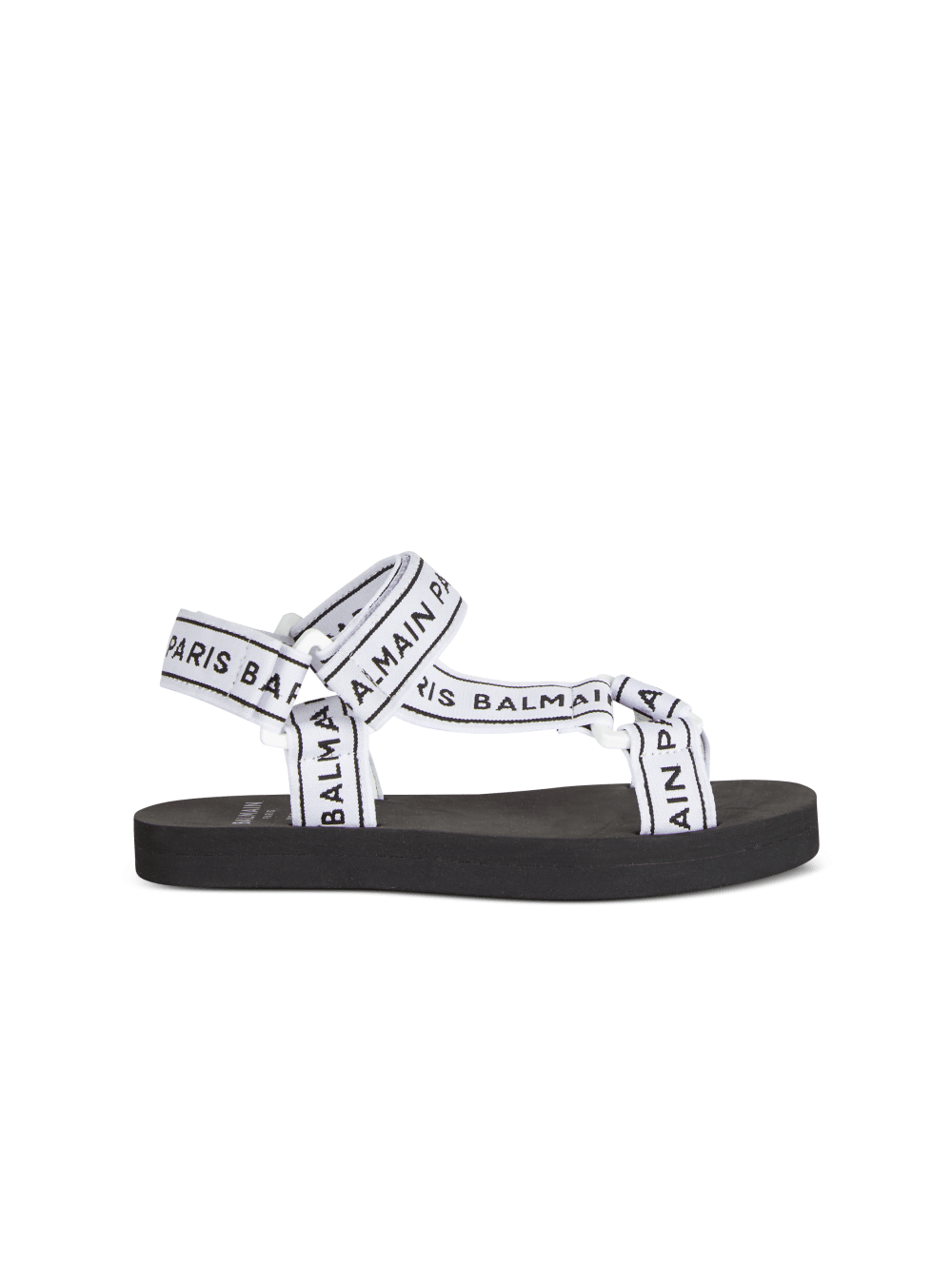 Girls\' Balmain Flat Logo Sandals Black | USA MM3Qzsky