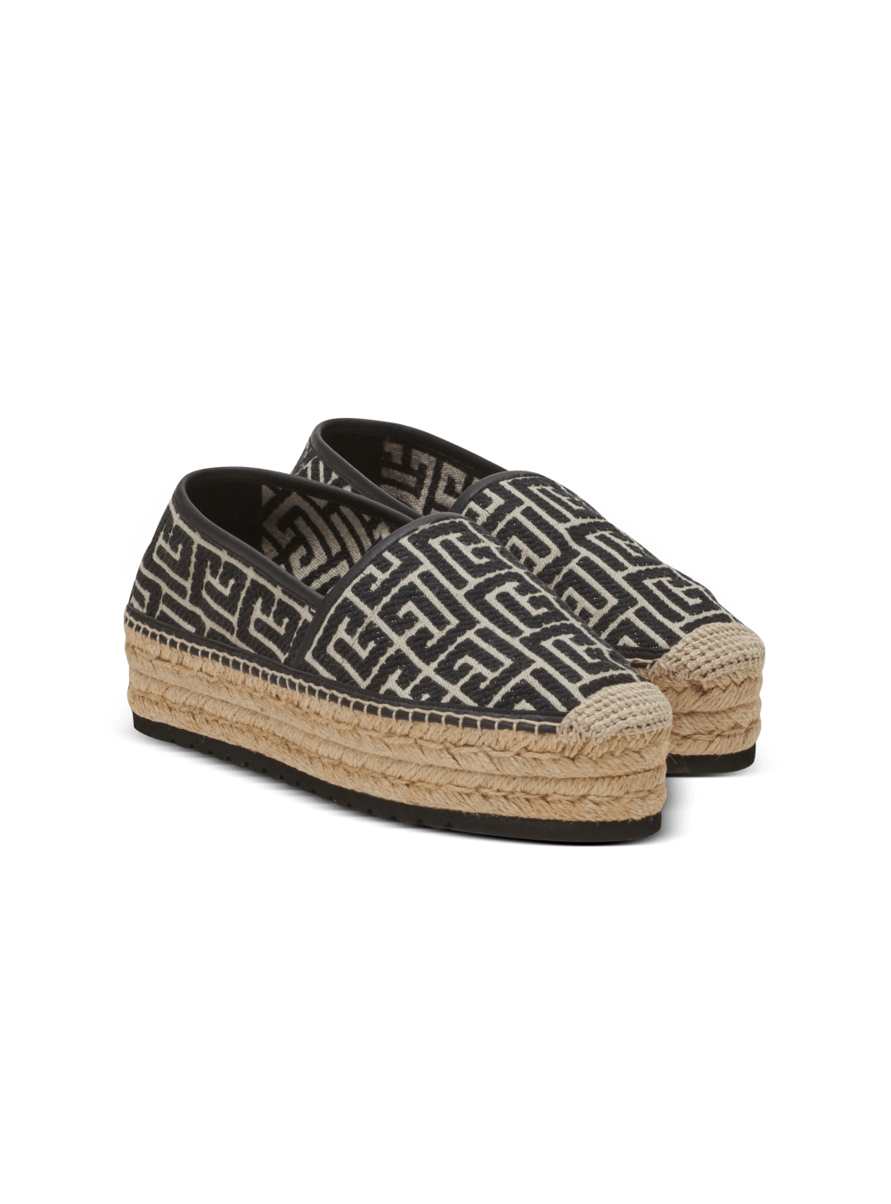 Men's Balmain Alex With Jacquard Monogram Espadrille Black | USA 4UfOFRwI