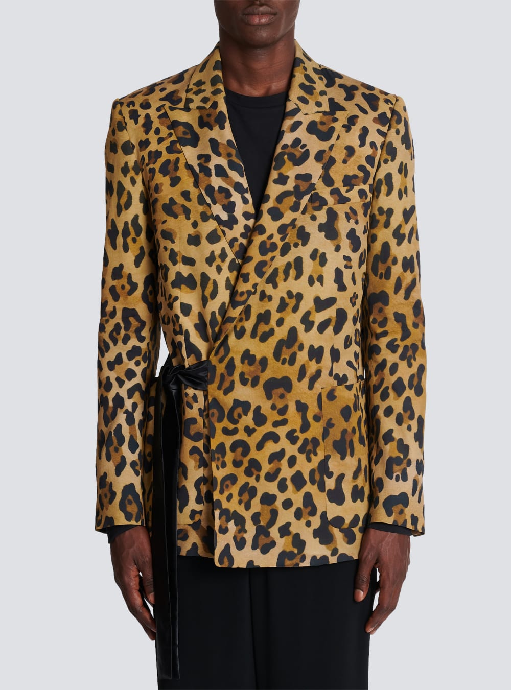 Men's Balmain Asymmetric Leopard Print Jackets Brown | USA SdxQTFnS