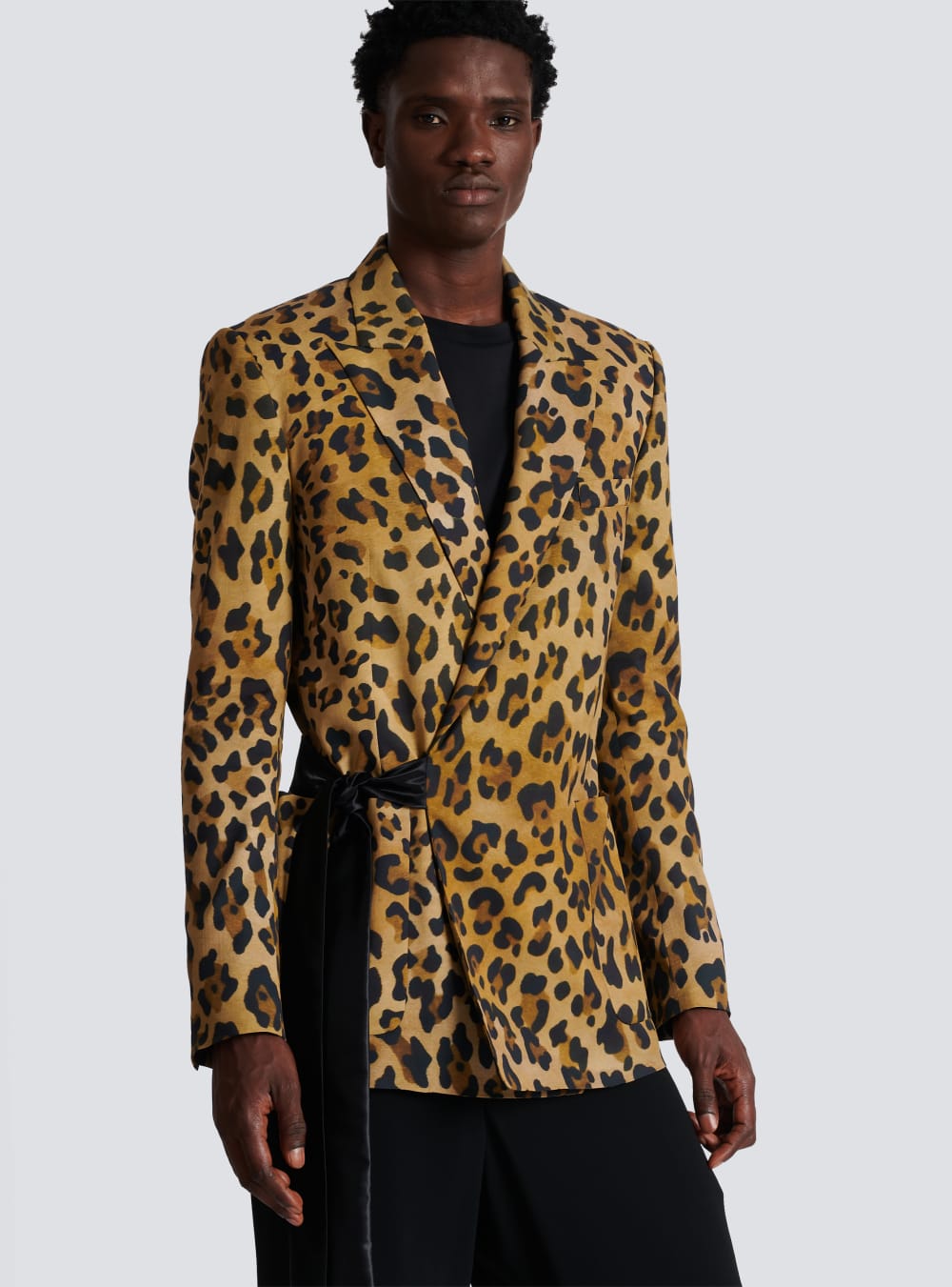 Men's Balmain Asymmetric Leopard Print Jackets Brown | USA SdxQTFnS