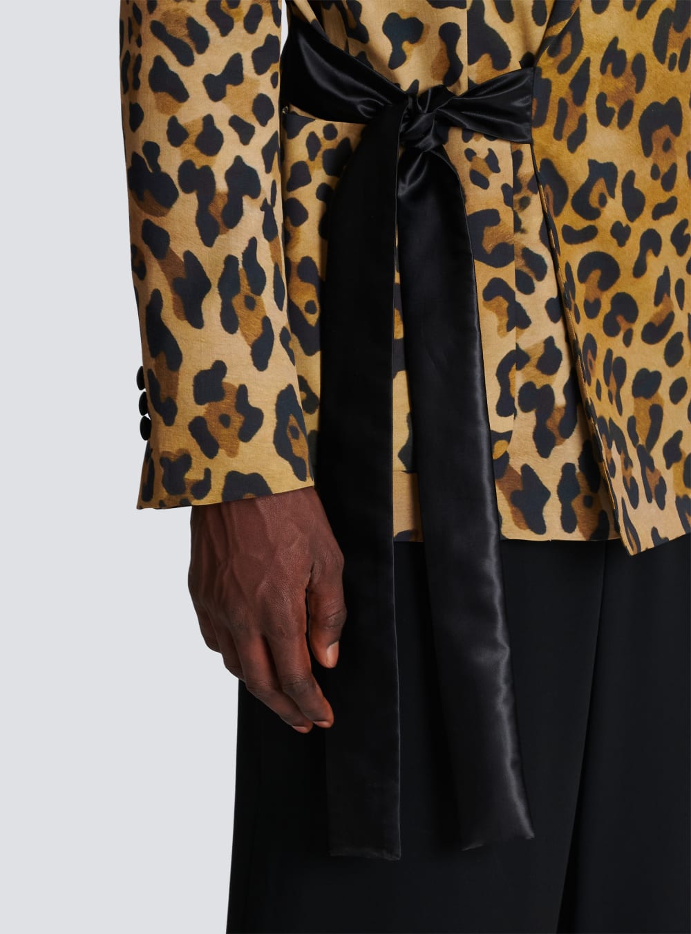 Men's Balmain Asymmetric Leopard Print Jackets Brown | USA SdxQTFnS