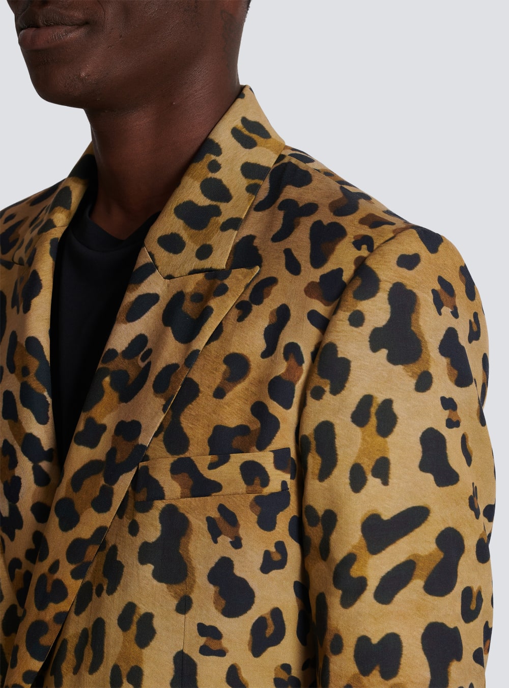 Men's Balmain Asymmetric Leopard Print Jackets Brown | USA SdxQTFnS