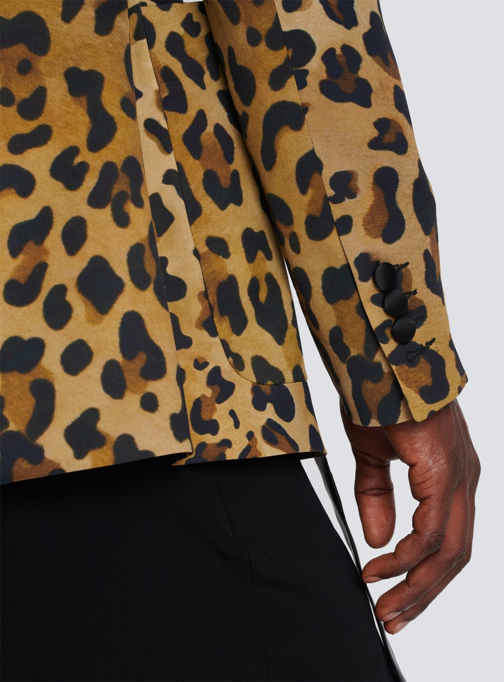 Men's Balmain Asymmetric Leopard Print Jackets Brown | USA SdxQTFnS