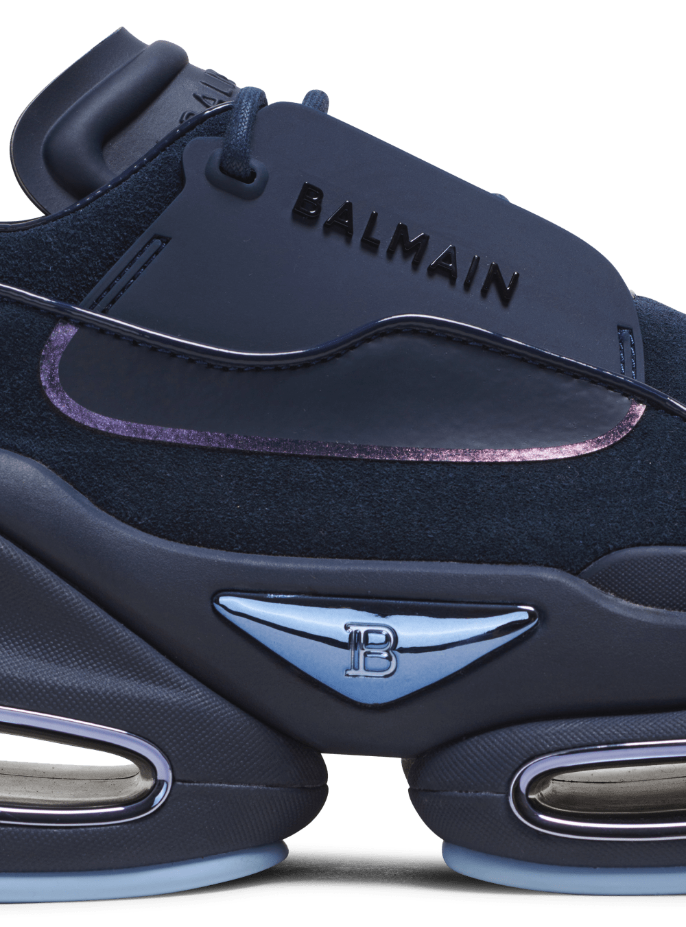 Men's Balmain B-Bold In Leather And Suede Sneakers Blue | USA ofKMWJ1x