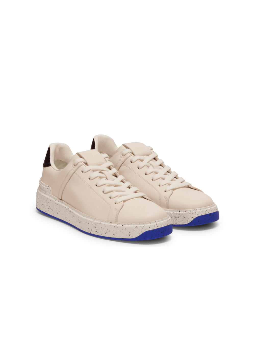 Men's Balmain B-Court In Leather And Iridescent Leather Sneakers White | USA jmaHnvOh