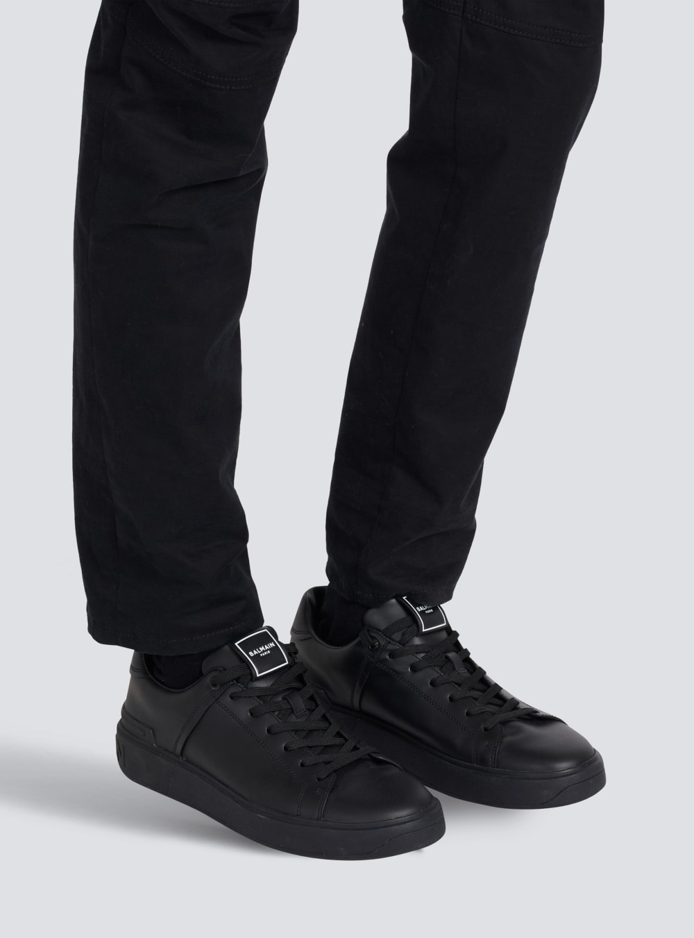 Men's Balmain B-Court Leather Sneakers Black | USA LteybLrC