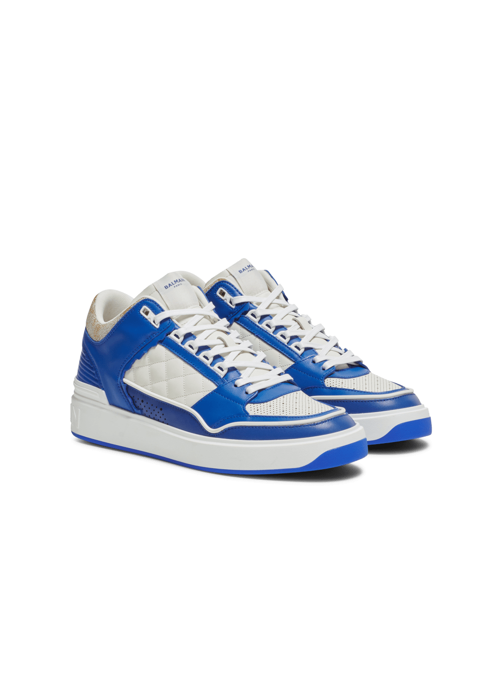 Men's Balmain B-Court Leather Sneakers Blue | USA zb724tgW