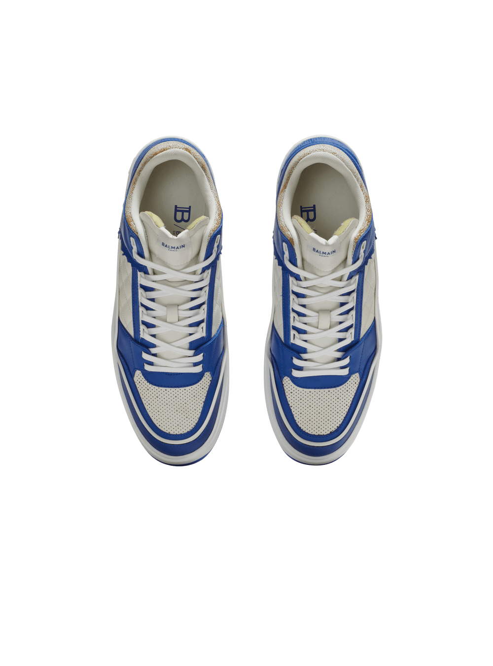 Men's Balmain B-Court Leather Sneakers Blue | USA zb724tgW