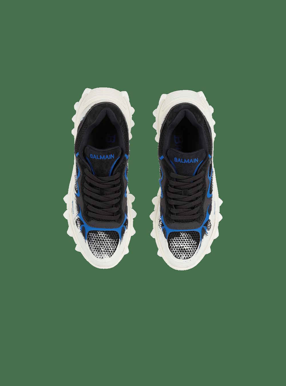 Men's Balmain B-East In Leather, Suede And Mesh Sneakers Blue | USA q6fKJuzL