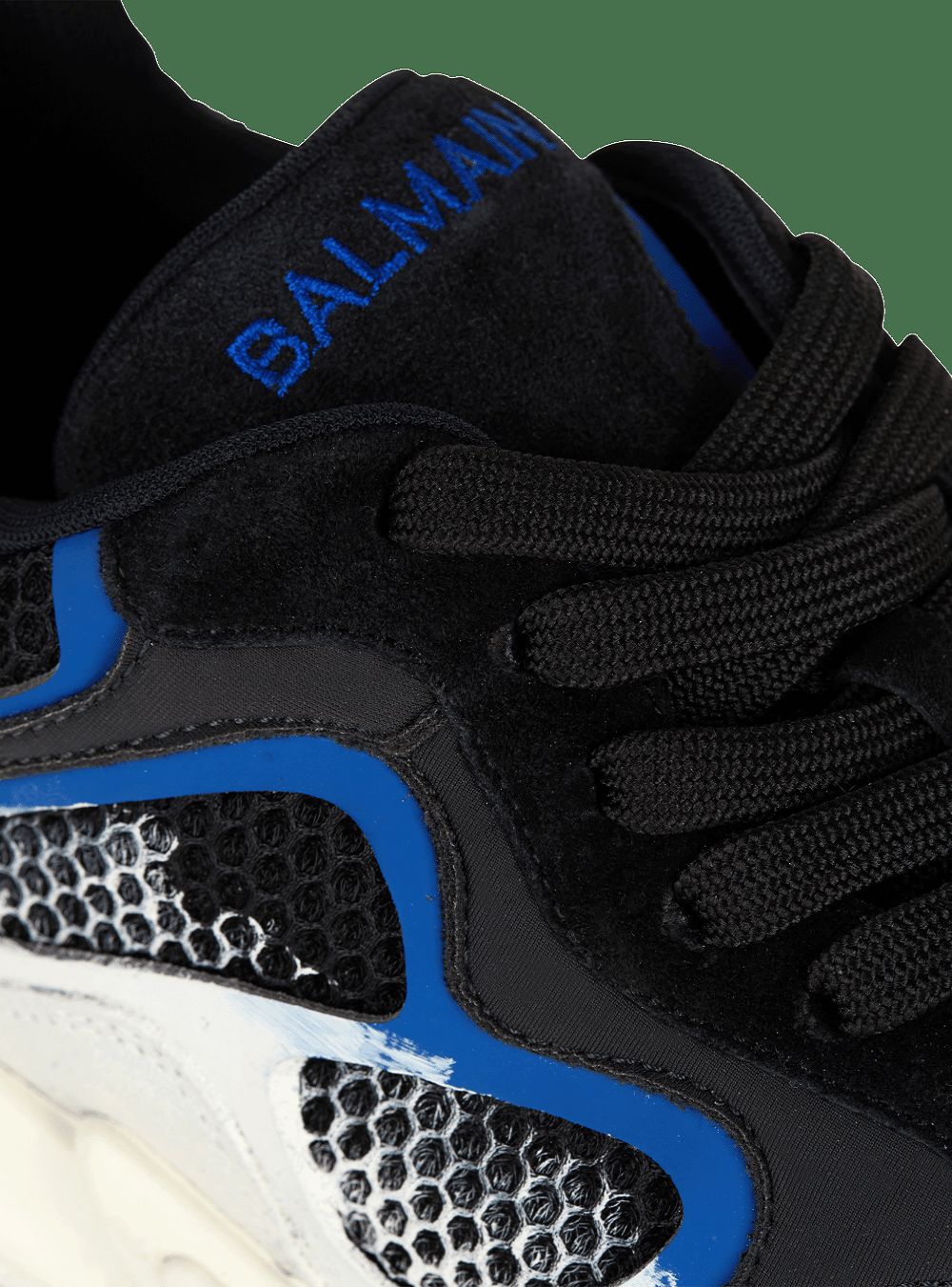 Men's Balmain B-East In Leather, Suede And Mesh Sneakers Blue | USA q6fKJuzL