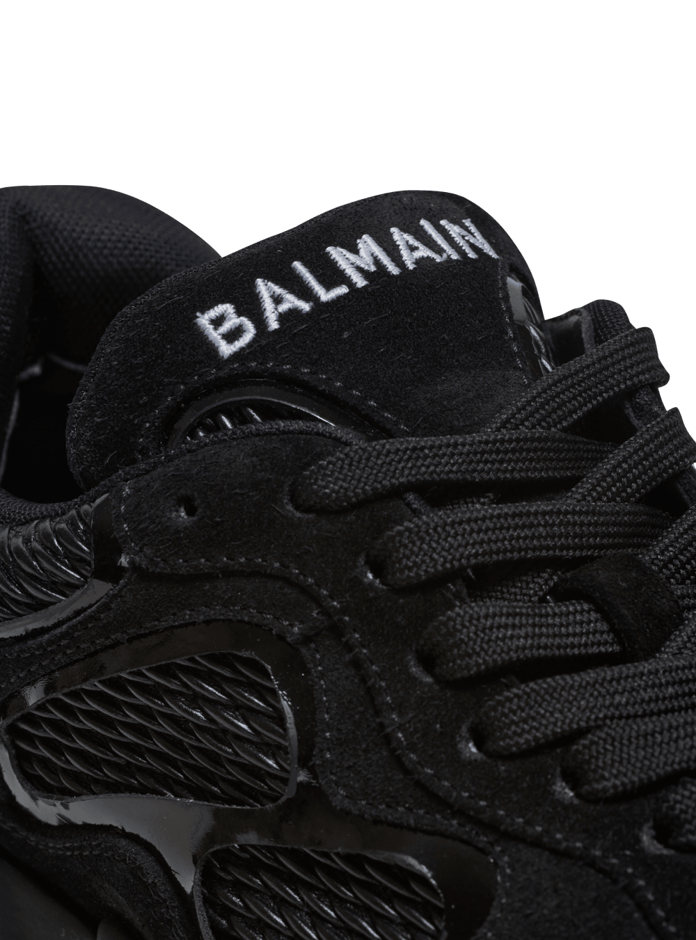 Men's Balmain B-East In Leather, Suede And Mesh Sneakers Black | USA s3t72sbs