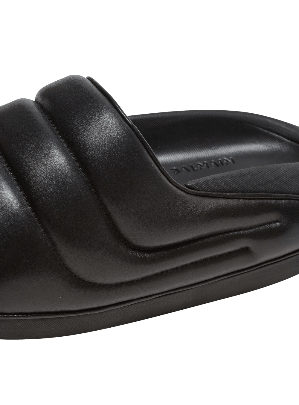 Men's Balmain B-IT Quilted Leather Slides Black | USA 7VMVstki