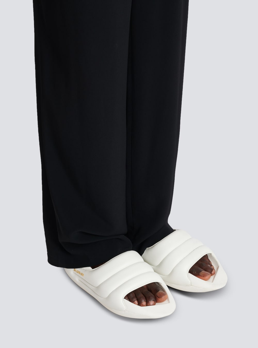 Men's Balmain B-IT Quilted Leather Slides White | USA zMSnsqLj