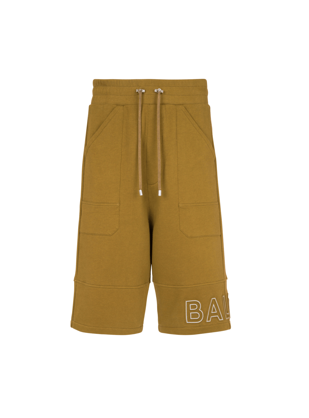 Men\'s Balmain Bermuda In Eco-responsible Cotton With Reflective Logo Shorts Khaki | USA Pt9fCpNZ