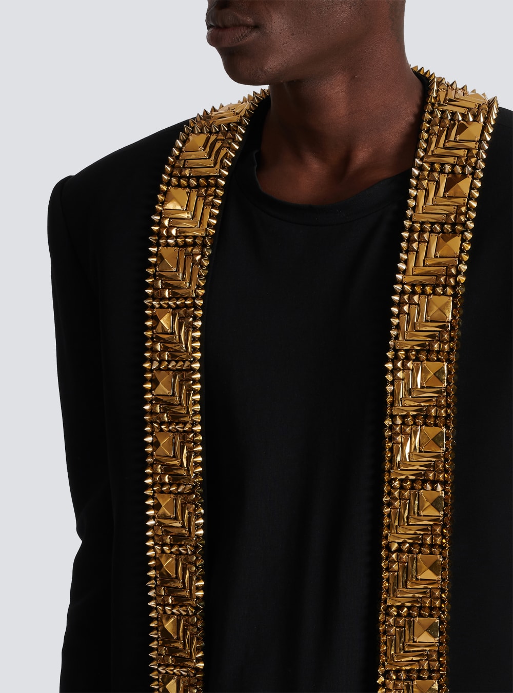 Men's Balmain Blazer Embroidered With Pyramid Studs Blazers Black | USA 5Rz9vavX