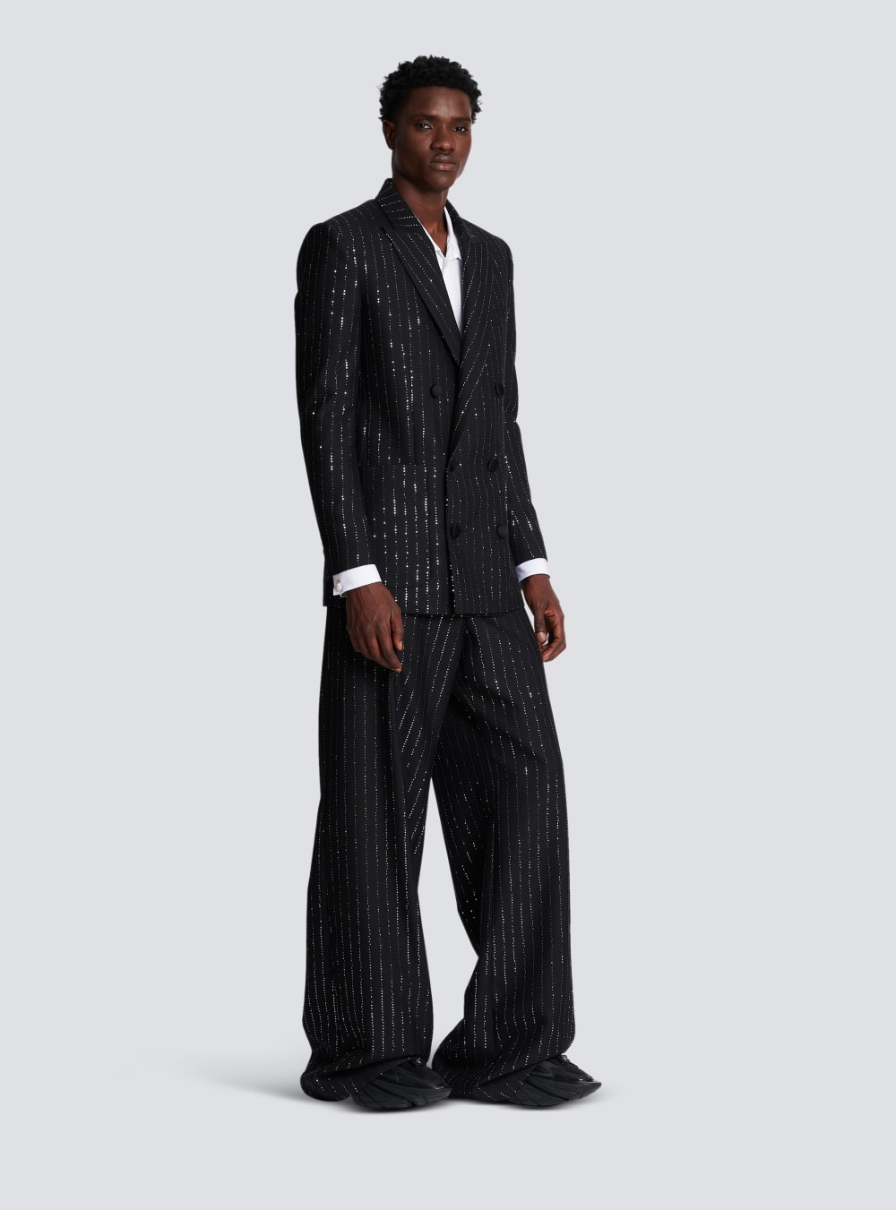 Men's Balmain Blazer With Sequin Stripes Blazers Black | USA 7JePdViF