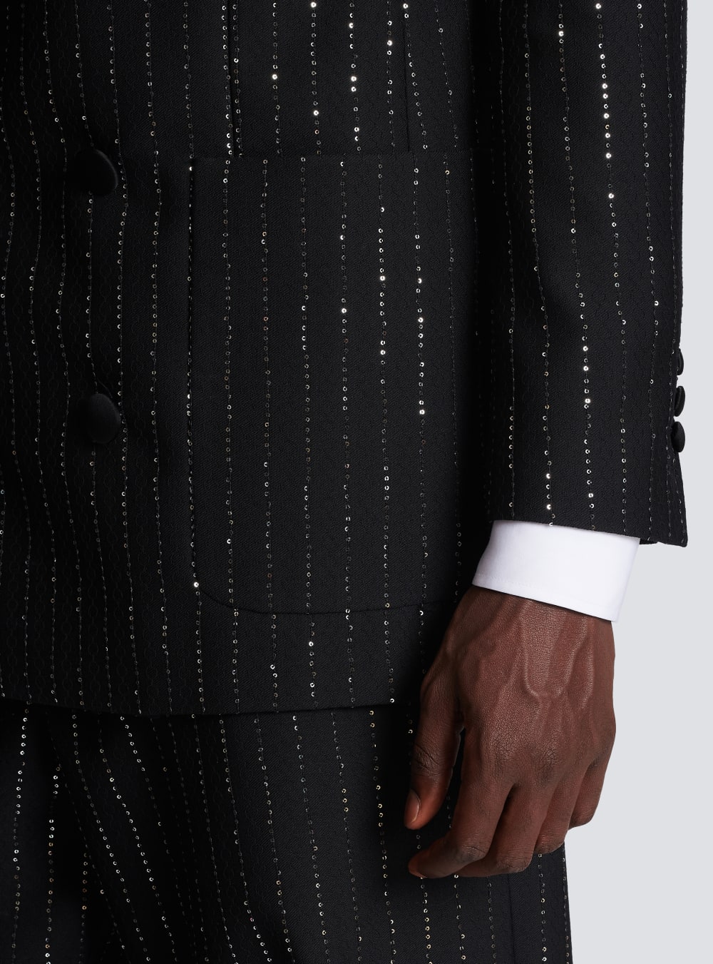 Men's Balmain Blazer With Sequin Stripes Blazers Black | USA 7JePdViF